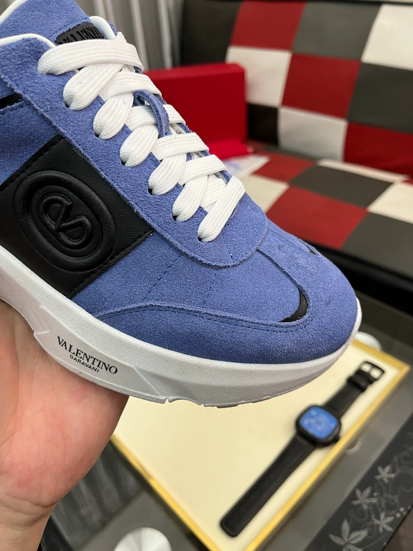 Men's shoes 💰480⌚️⌚️ VALENTINO Valentino's 2024 ss spring and summer new hot casual sports shoes, imported elastic fabric upper ➕The heel is Warren's exclusive rivet shape. The whole is very representative, the combined outsole is really easy to wear and very comfortable on the foot ~ Comes with **4 cm, classic, comfortable and versatile! Size: 38-442️⃣Colors available
